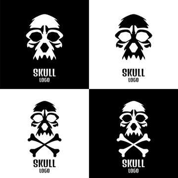 Skull logo set. Human skulls set