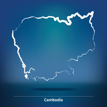 Doodle Map of Cambodia