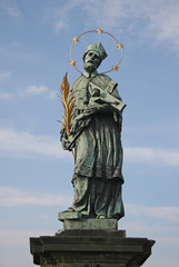 Fototapeta premium St. John of Nepomuk Statue on Prague Charles Bridge, Czech republic