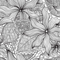 Floral seamless pattern. Zentangle doodle background.