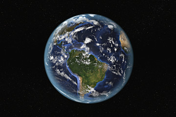 Detailed view of Earth from space, showing South America and The Caribbean. Elements of this image furnished by NASA