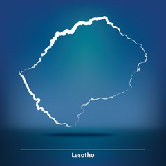 Doodle Map of Lesotho
