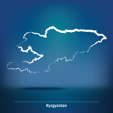Doodle Map of Kyrgyzstan