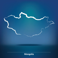 Doodle Map of Mongolia