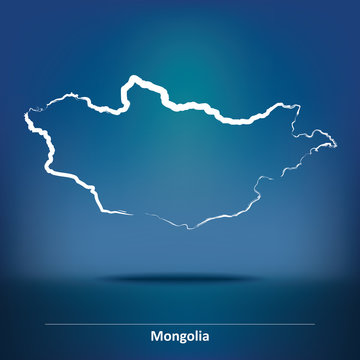 Doodle Map of Mongolia