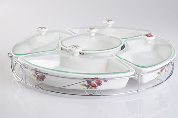 pot. casserole in the background.