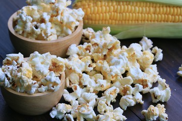 tasty popcorn and fresh corn