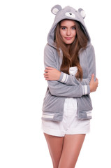 Fototapeta premium Girl in funny hoody