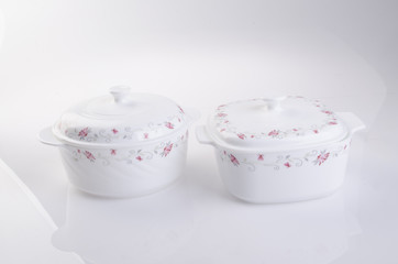 Pot, Ceramic food pot on background.