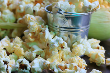 tasty popcorn and fresh corn