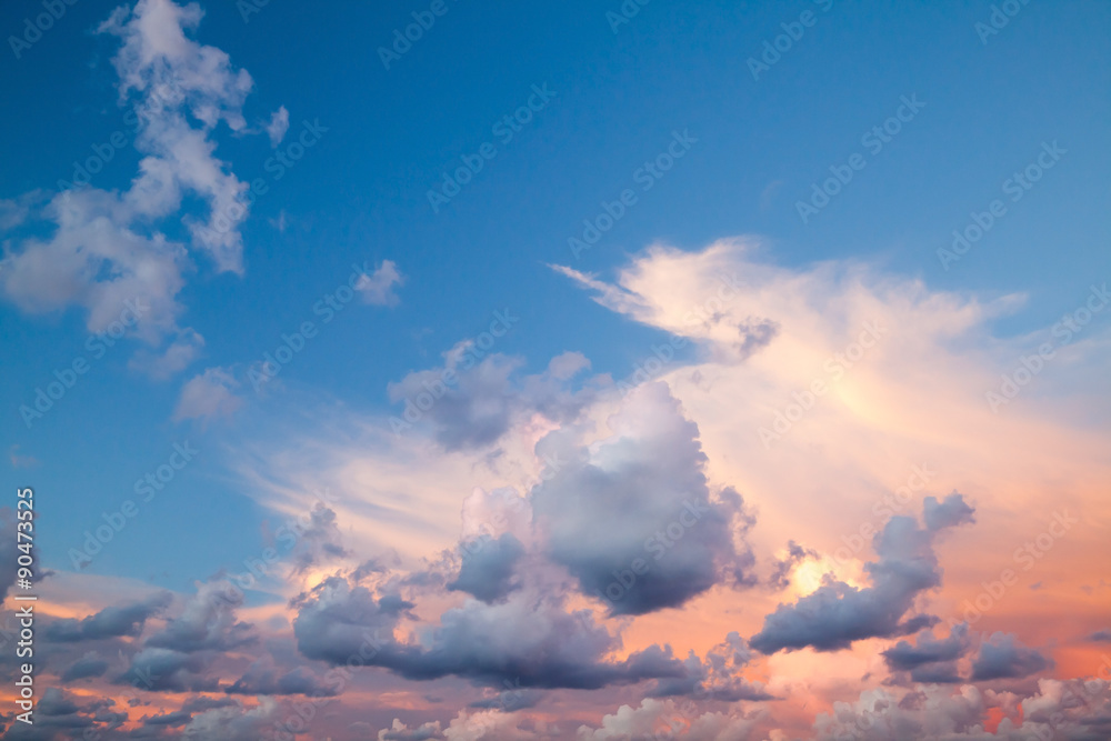 Wall mural Cloudscape, summer evening sky background