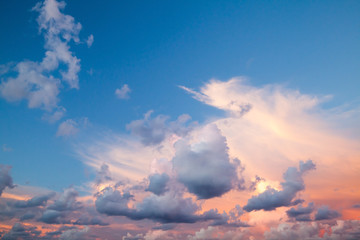 Cloudscape, summer evening sky background