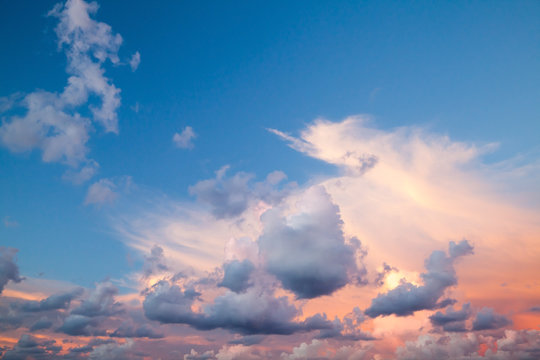 Fototapeta Cloudscape, summer evening sky background