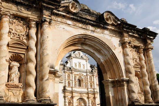 Guatemala, View on the destroyed cathedral in Antigua