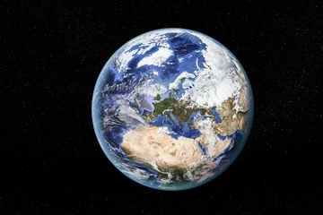 Papier Peint photo Europe du nord Vue détaillée de la Terre depuis l& 39 espace, montrant l& 39 Afrique du Nord, l& 39 Europe et le Moyen-Orient. Éléments de cette image fournis par la NASA