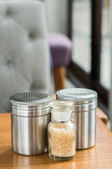 sugar , salt and pepper