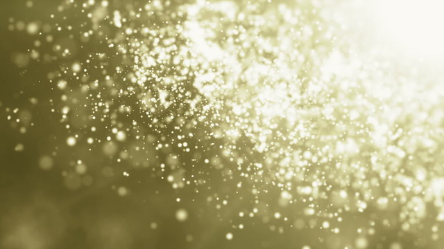 Golden particles falling. Seamless loop