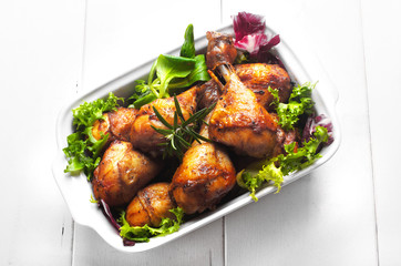 roast chicken with salad