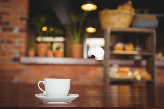 Cup and saucer on the counter