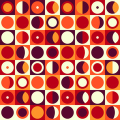 Geometric abstract seamless pattern. Retro 60s style and colors. - 90478709