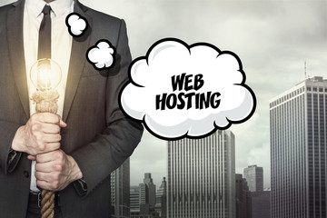 Web hosting text on speech bubble