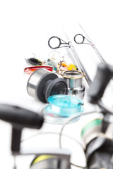 fishing tackles - rod, reel, line and lures