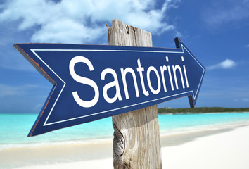 Santorini sign on the beach