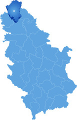 Map of Serbia, Subdivision North Backa District