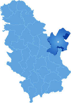 Map of Serbia, Subdivision Bor District