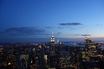 Fotobehang Skyline von Manhattan, New York bei Sonnenuntergang © pattilabelle