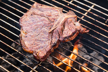 T-Bone Steak on a Grill