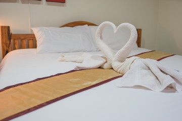 Fototapeta na wymiar Swan made from towels