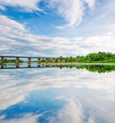 Road bridge across the lake