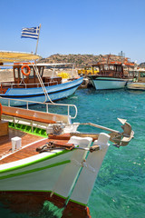 The pleasure boats near Spinalonga island, Crete, Greece. © Vladimir Sazonov