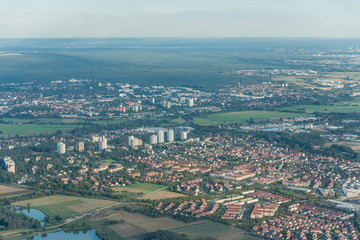 Fototapeta na wymiar Büchenbach & Erlangen Skyline aus der Luft