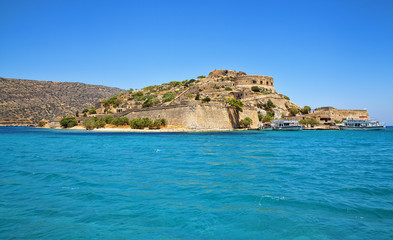 Fototapeta na wymiar Spinalonga island is a popular tourist attraction in Crete, Gree