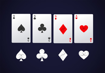 Ace poker card set. Poker symbols and cards