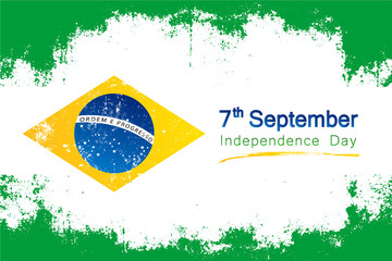 Popular grunge style vector for Brazil's independence day on september 7  with the colors and symbol of the country's flag.