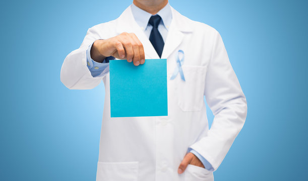 doctor with prostate cancer awareness ribbon