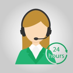 Call center. Women call center. Help desk. Operator. Support 24