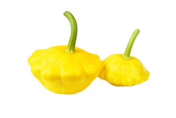 Scalloped custard squash (Cucurbita pepo var. patisson), isolated on white background
