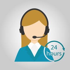 Call center. Women call center. Help desk. Operator. Support 24