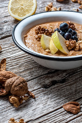 Home porridge with honey.