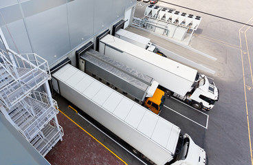 Trucks and Gates of Big distribution warehouse
