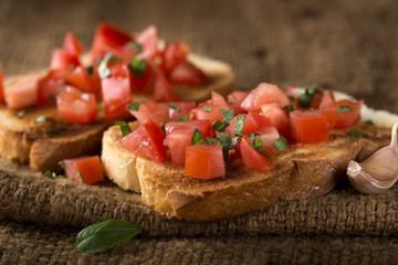Bruschetta with tomato and basil