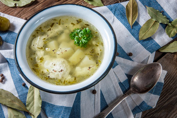 Soup with pickled cucumber