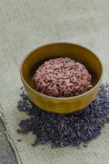 Cooked rice of Riceberry