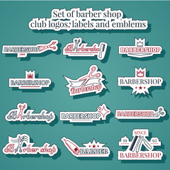 Set of barber shop club logos, labels and emblems