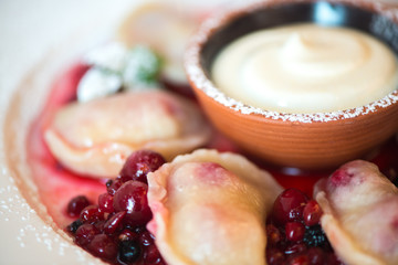 dumplings with cherry traditional Russian cuisine