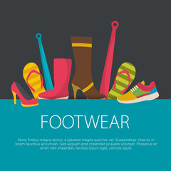 Flat design footwear concept. footwear background. Vector illustration.